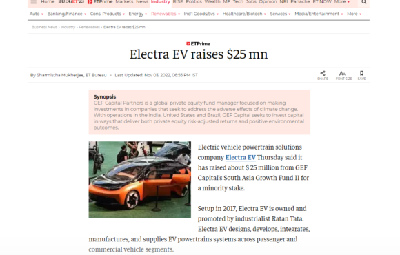 Electra EV Raises $25 mn